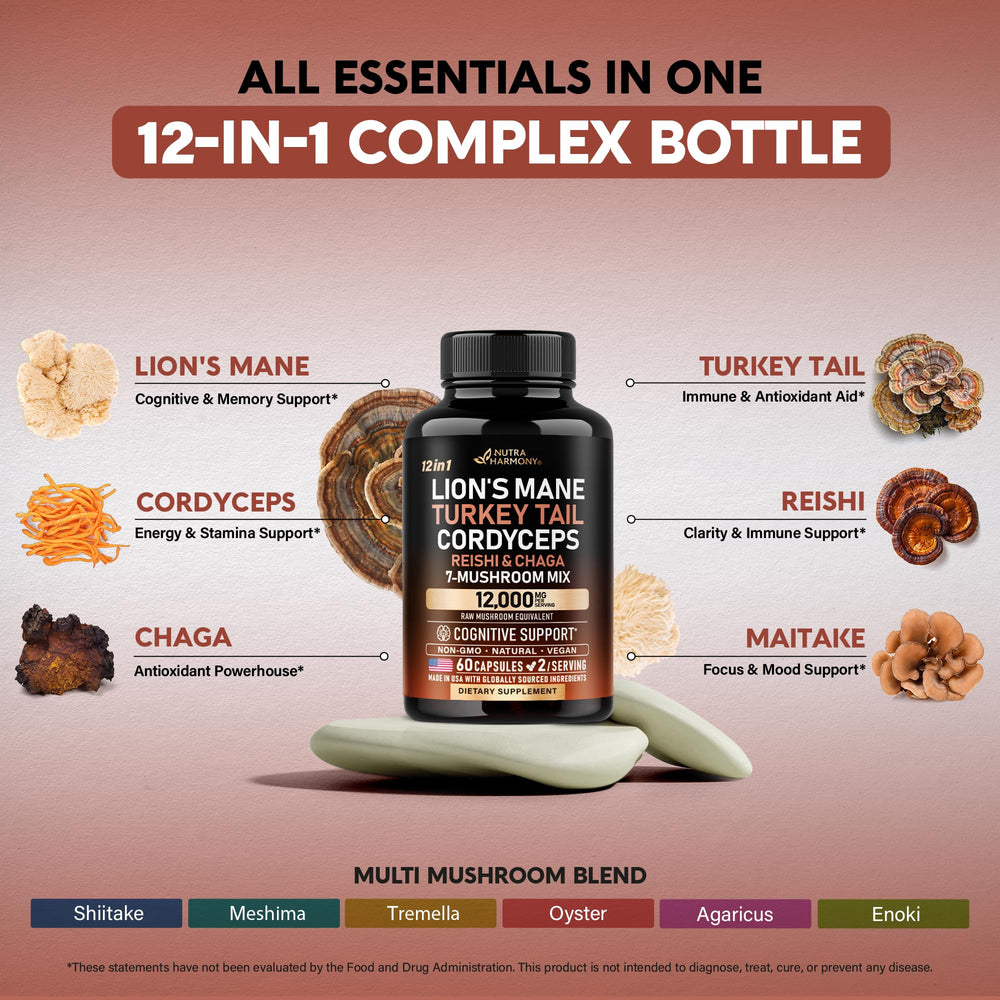 Made in USA label on the Mushroom Complex bottle