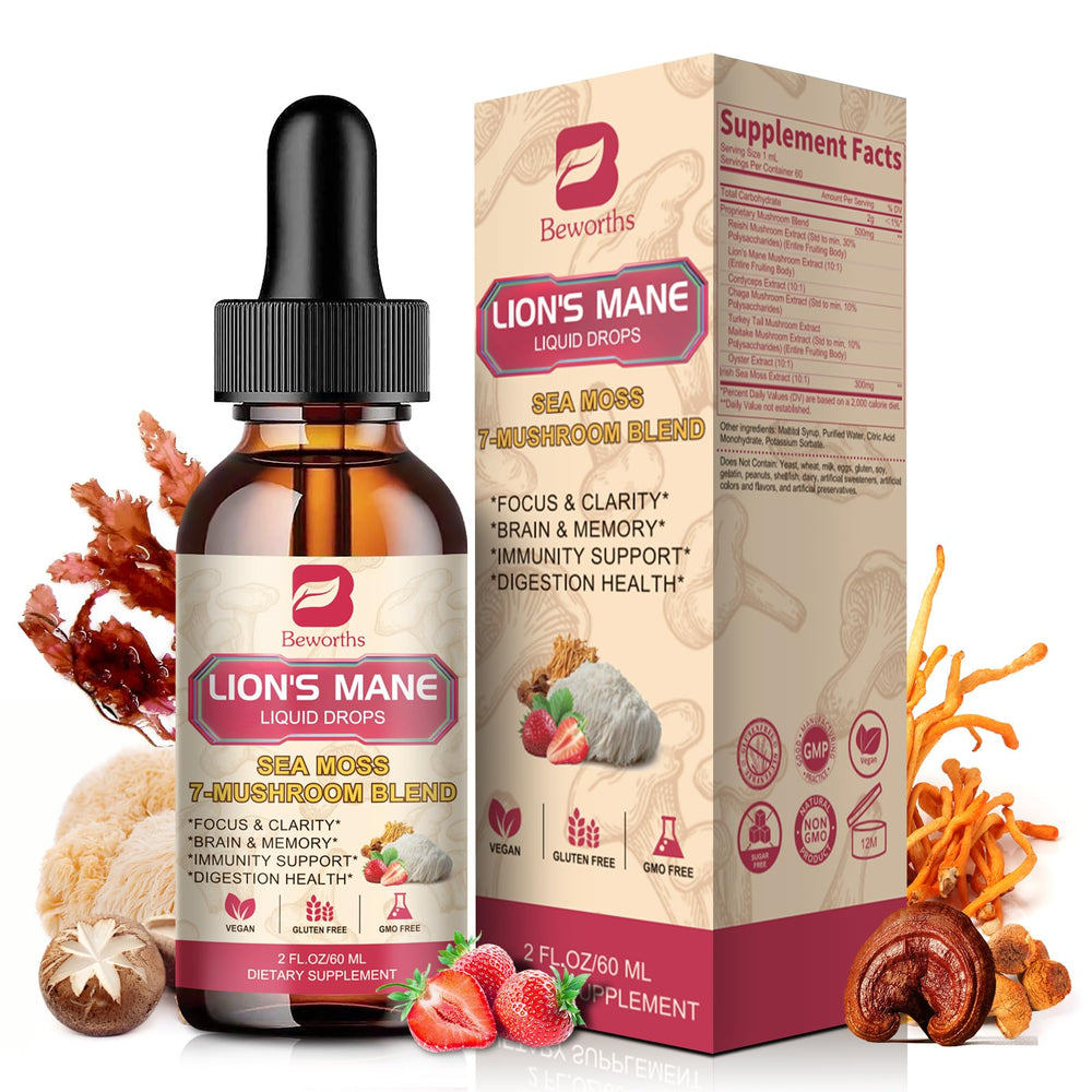 Front view of Mushroom Complex Liquid Drops bottle