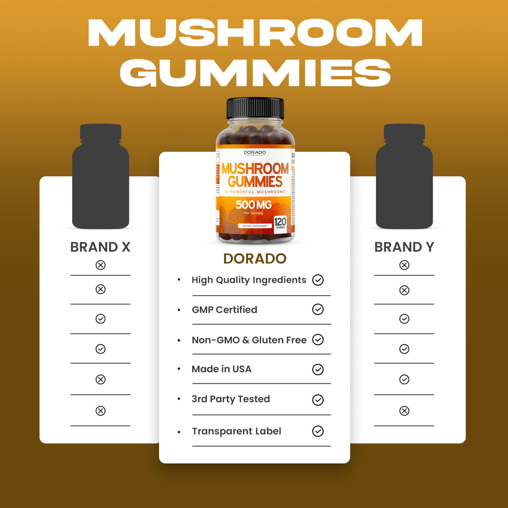 Mushroom blend ingredients including Lion's Mane, Cordyceps and Reishi