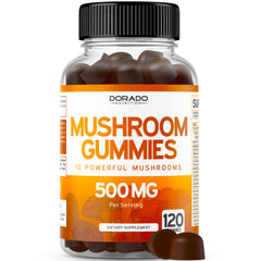 Bottle of Mushroom Gummies 2500mg 10-in-1 blend with 120 gummies