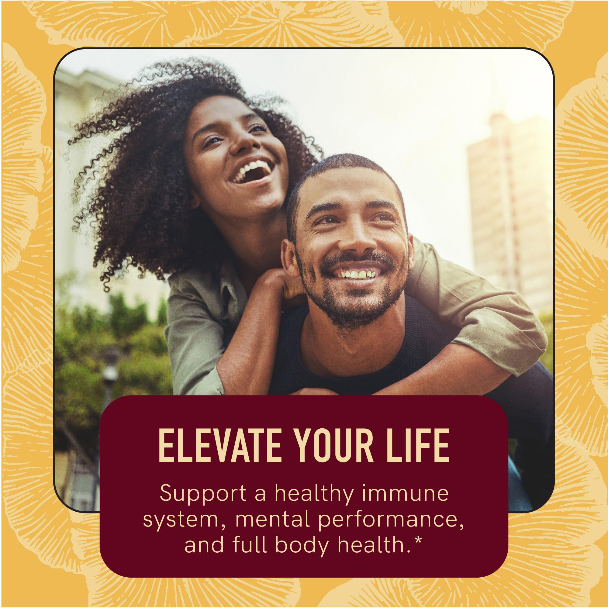 Bottle with nutrition facts for Mushroom Gummies