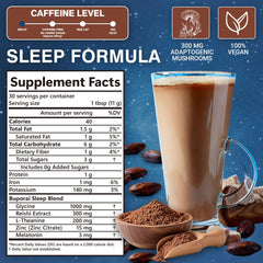 Close-up of cocoa powder with melatonin, L-Theanine, and Reishi