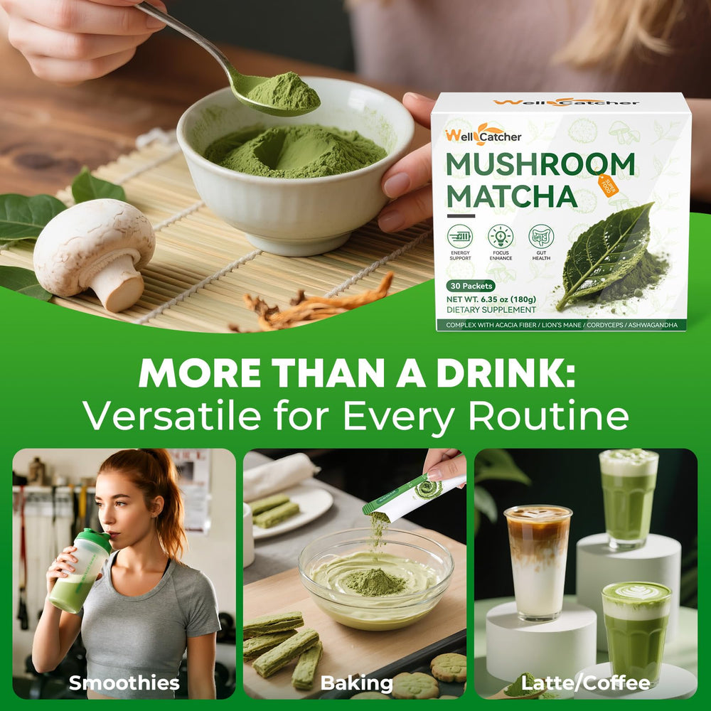 Lifestyle image of morning energy with matcha latte