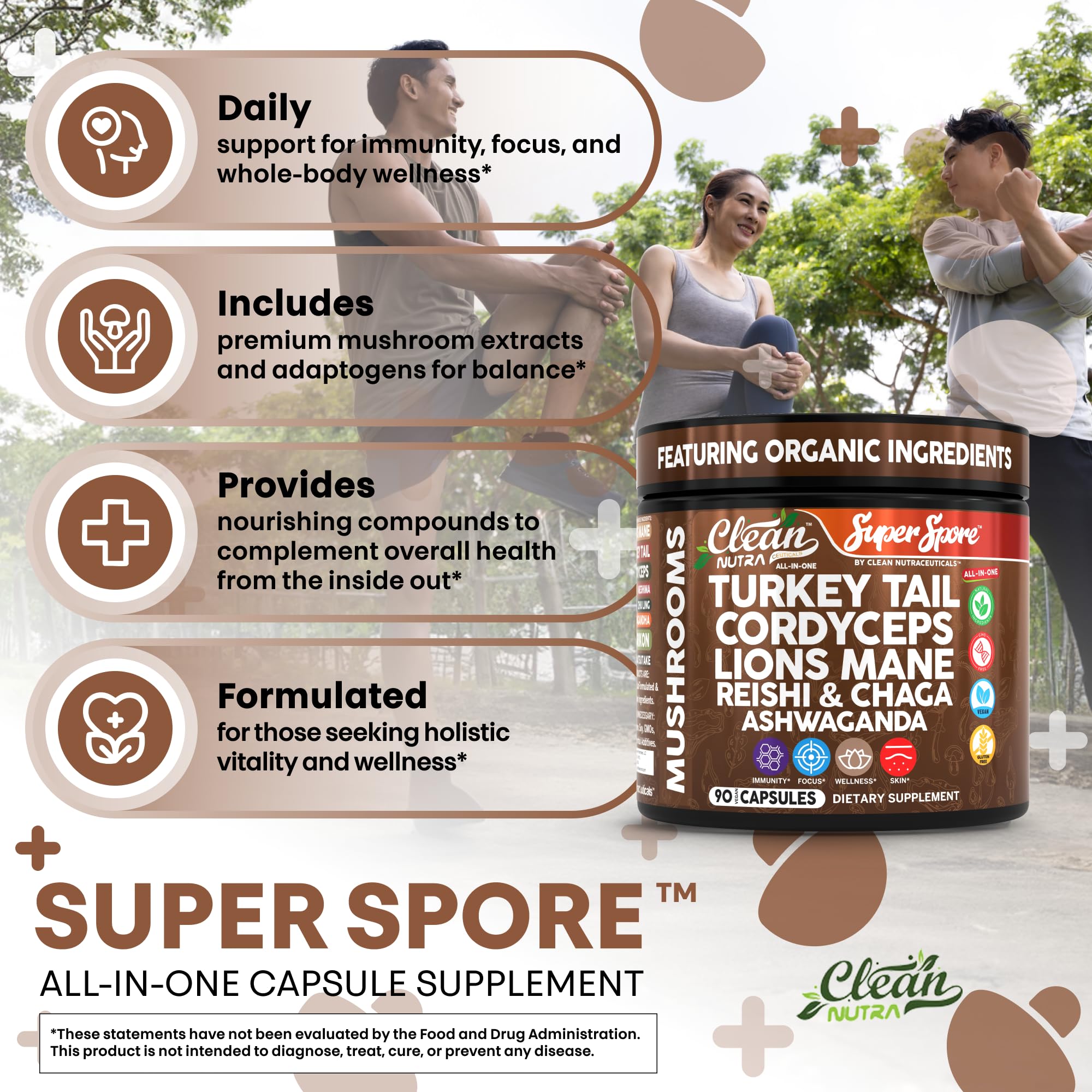 Mushroom powder blend with ashwagandha capsules