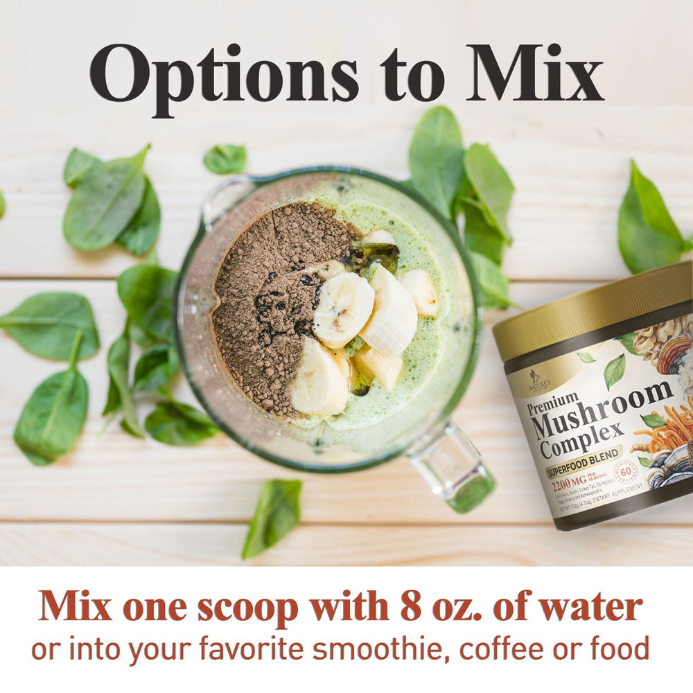 Powder being stirred into coffee for daily wellness