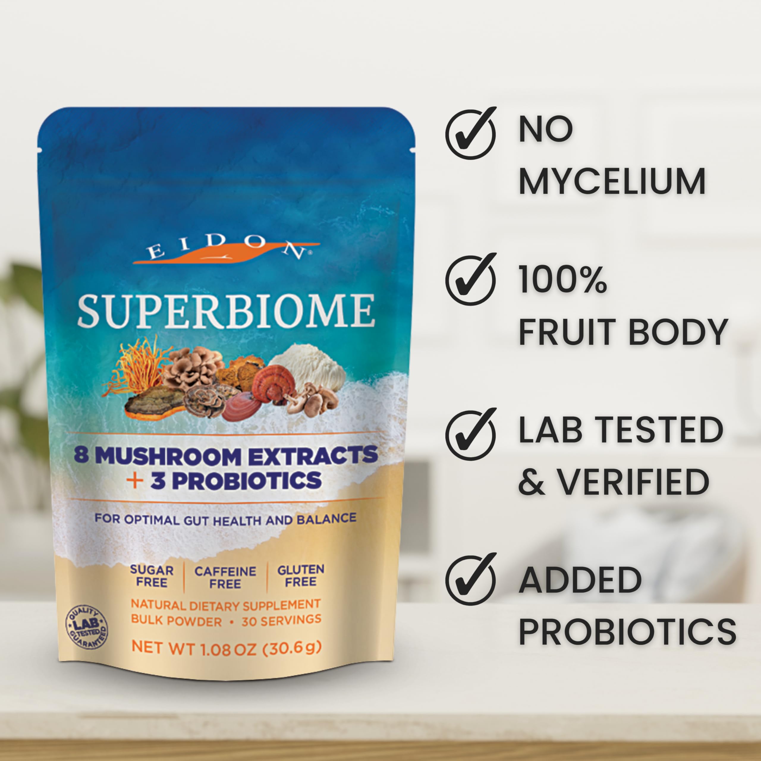 SuperBiome powder dissolving in water