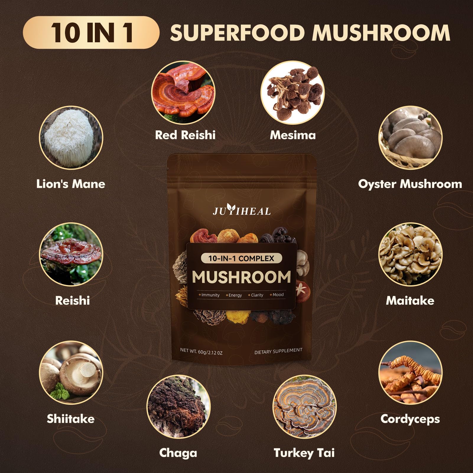 Scoop with 1000mg serving of mushroom powder