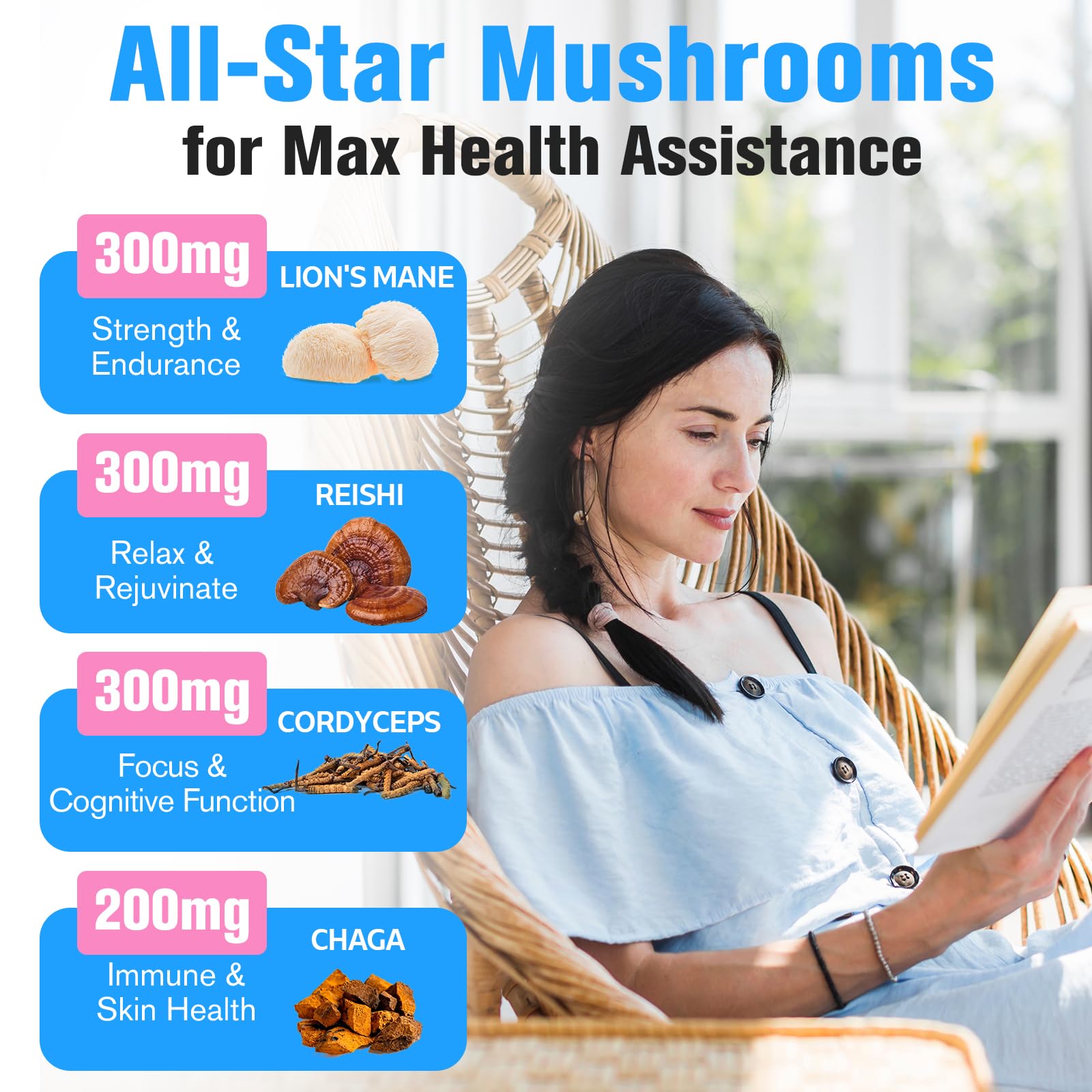 Lion's Mane mushroom representing brain health in 20-in-1 formula