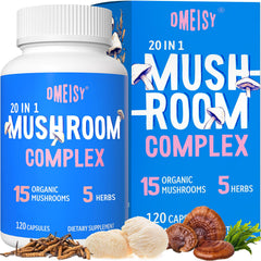 Front view of Mushroom Supplement 2600mg bottle – 20-in-1 Complex