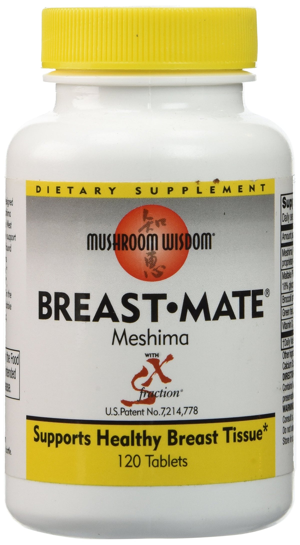 Bottle of Mushroom Wisdom Breast-Mate Vegi-Tablets 120-count, front view