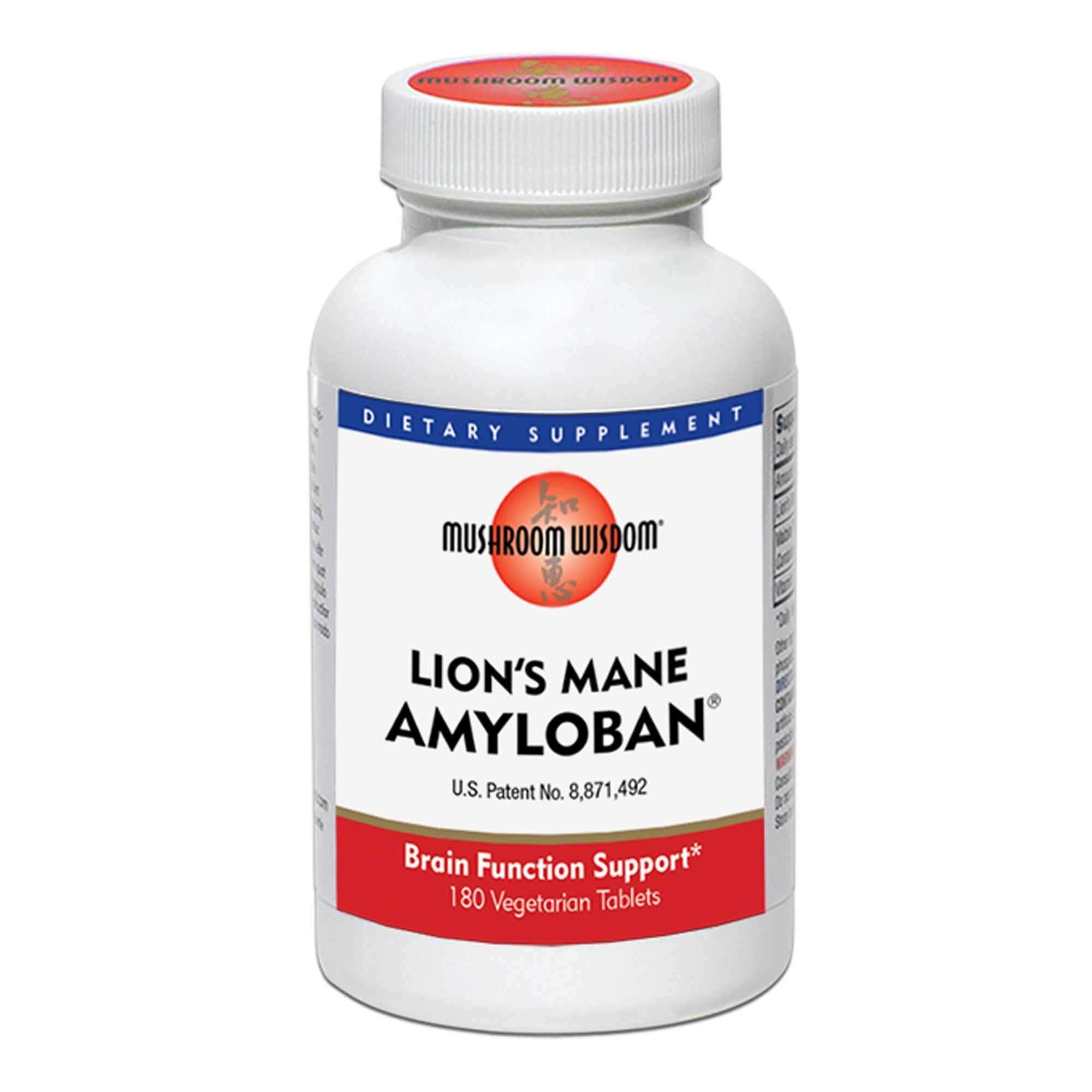 Mushroom Wisdom Lion's Mane Amyloban 180 vegetarian tablets bottle