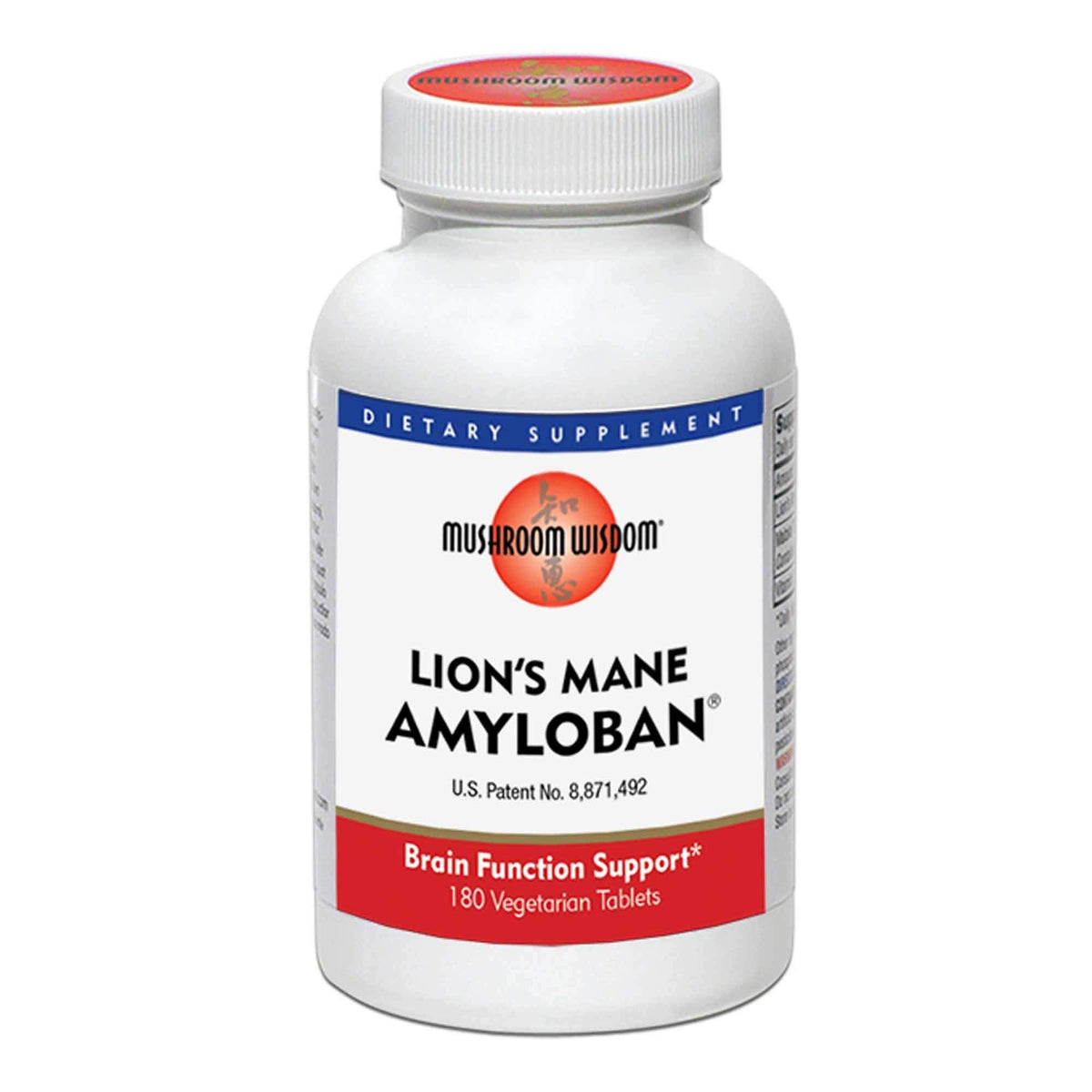 Mushroom Wisdom Lion's Mane Amyloban 180 vegetarian tablets bottle