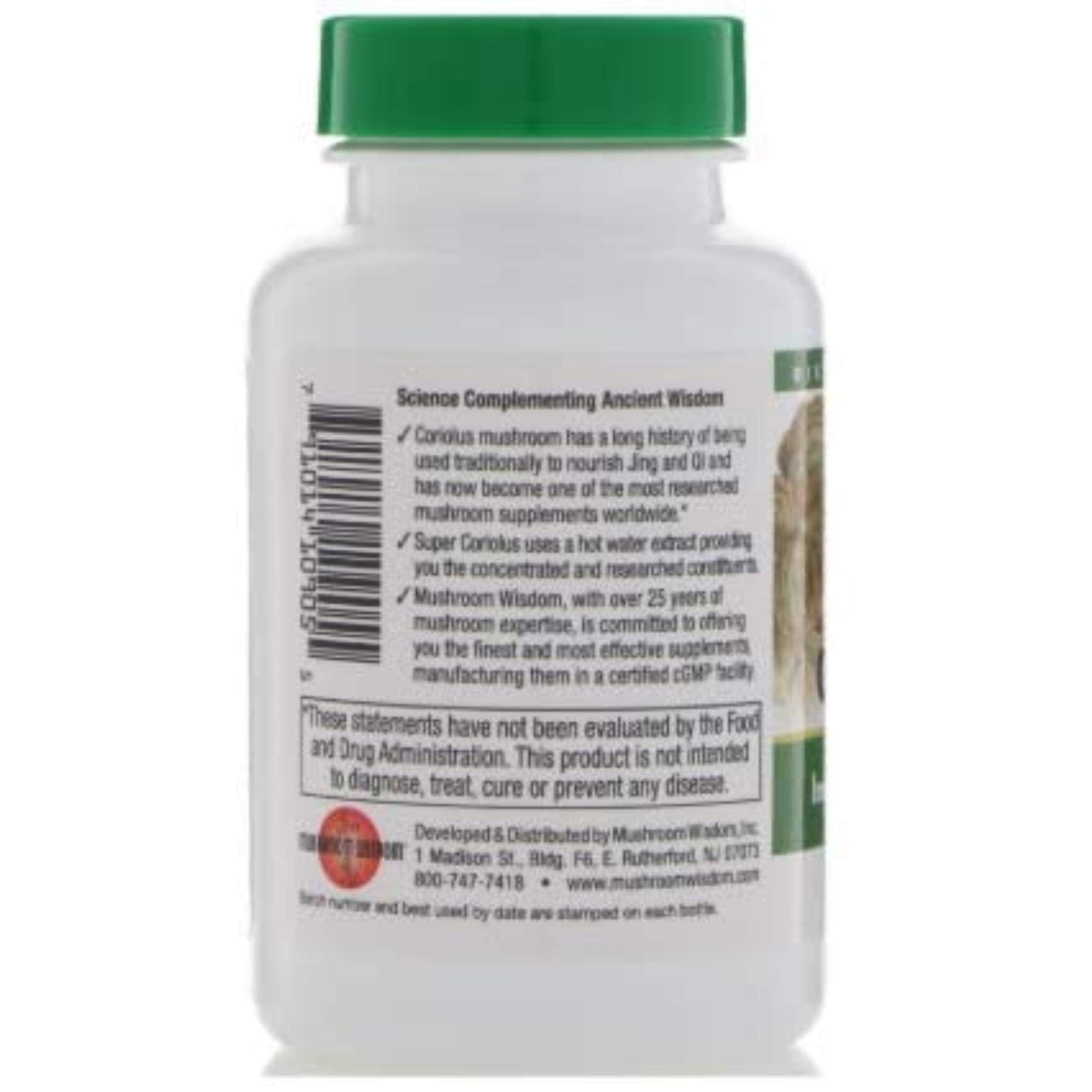 Product packaging for Mushroom Wisdom Super Coriolus with Maitake D Fraction 120 tablets