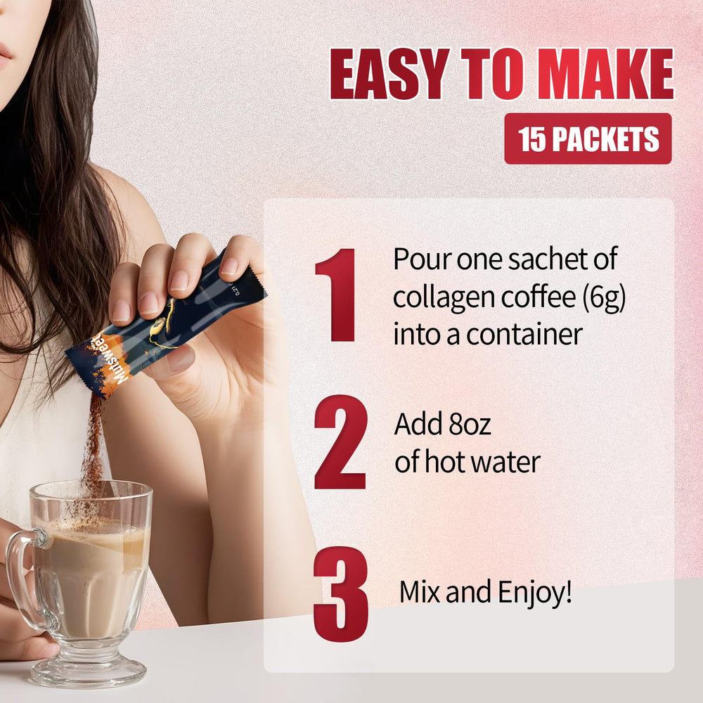 Easy-to-use collagen coffee being mixed into a drink