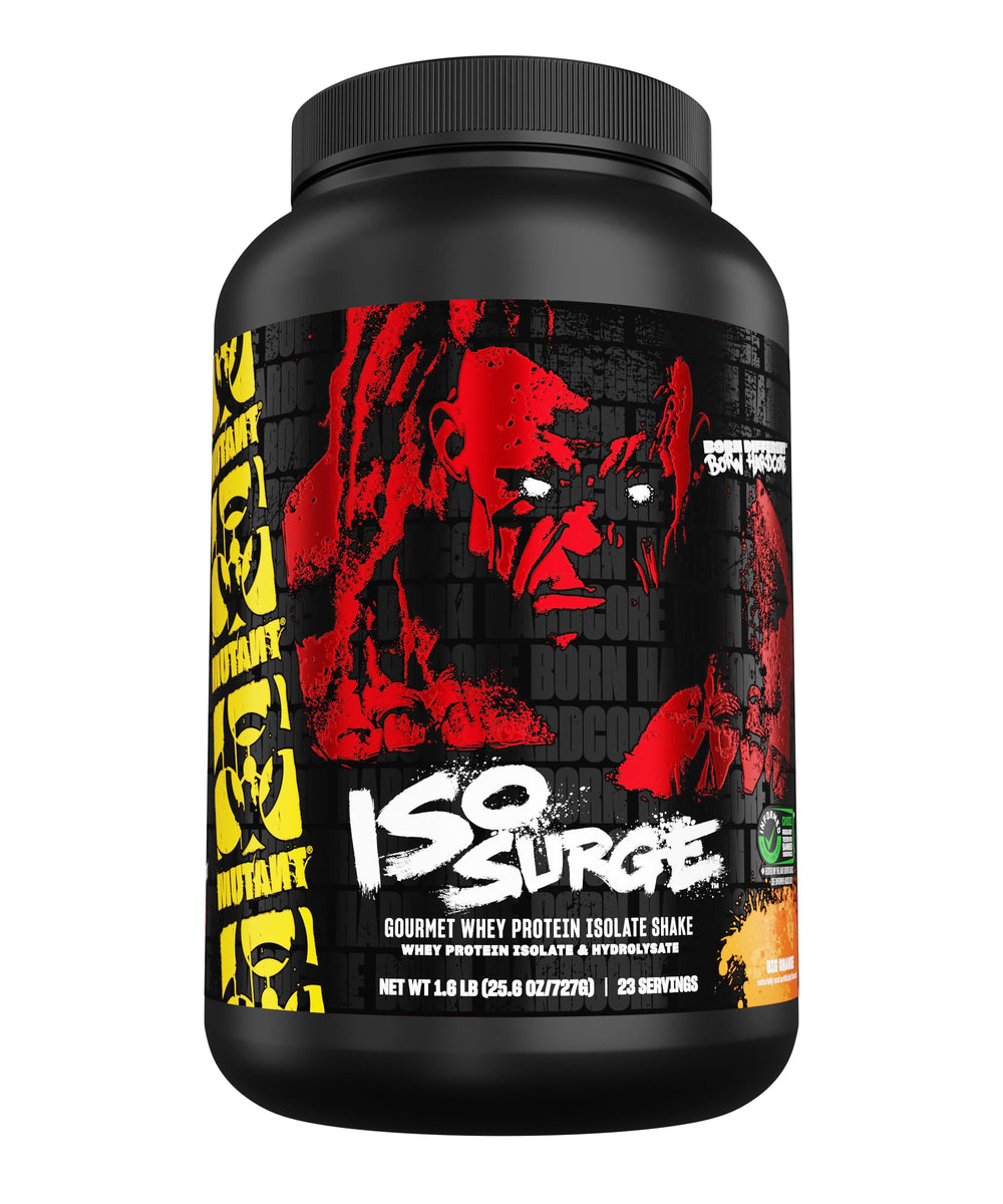 Mutant ISO Surge bottle front showing fast post-workout protein uptake.