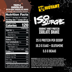 Mutant ISO Surge protein scoop close-up highlighting 25g per serving.