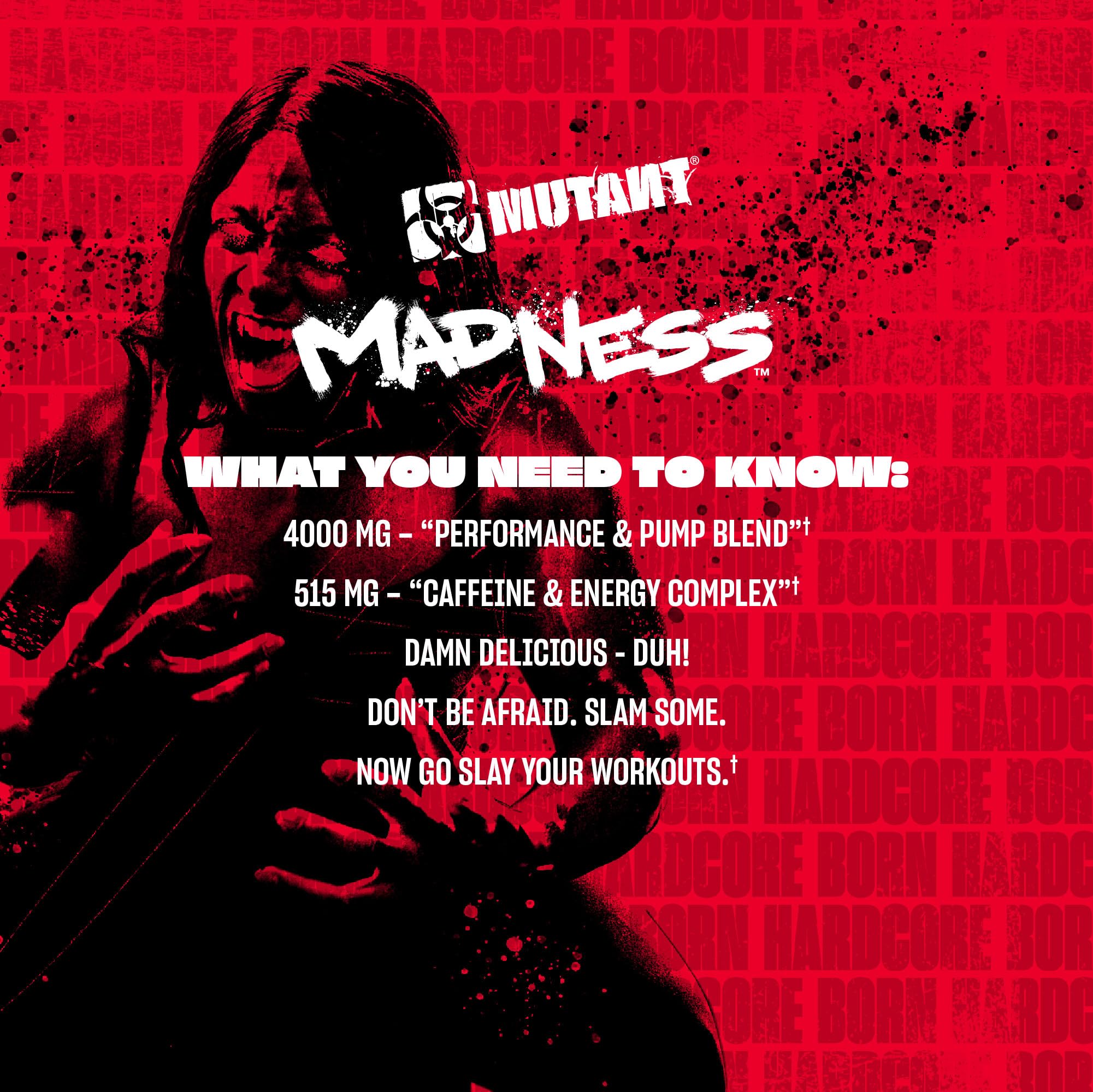 Mutant Madness ingredient blend featuring caffeine, citrulline, and beta-alanine