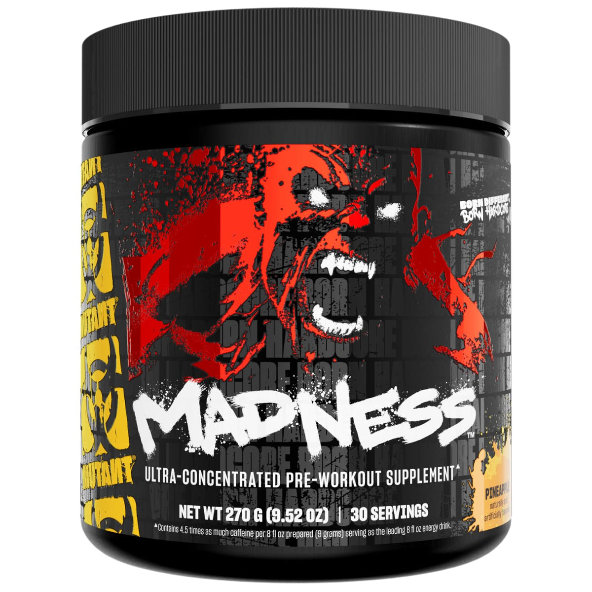 Mutant Madness pineapple tub shows pre-workout powder ready to energize training