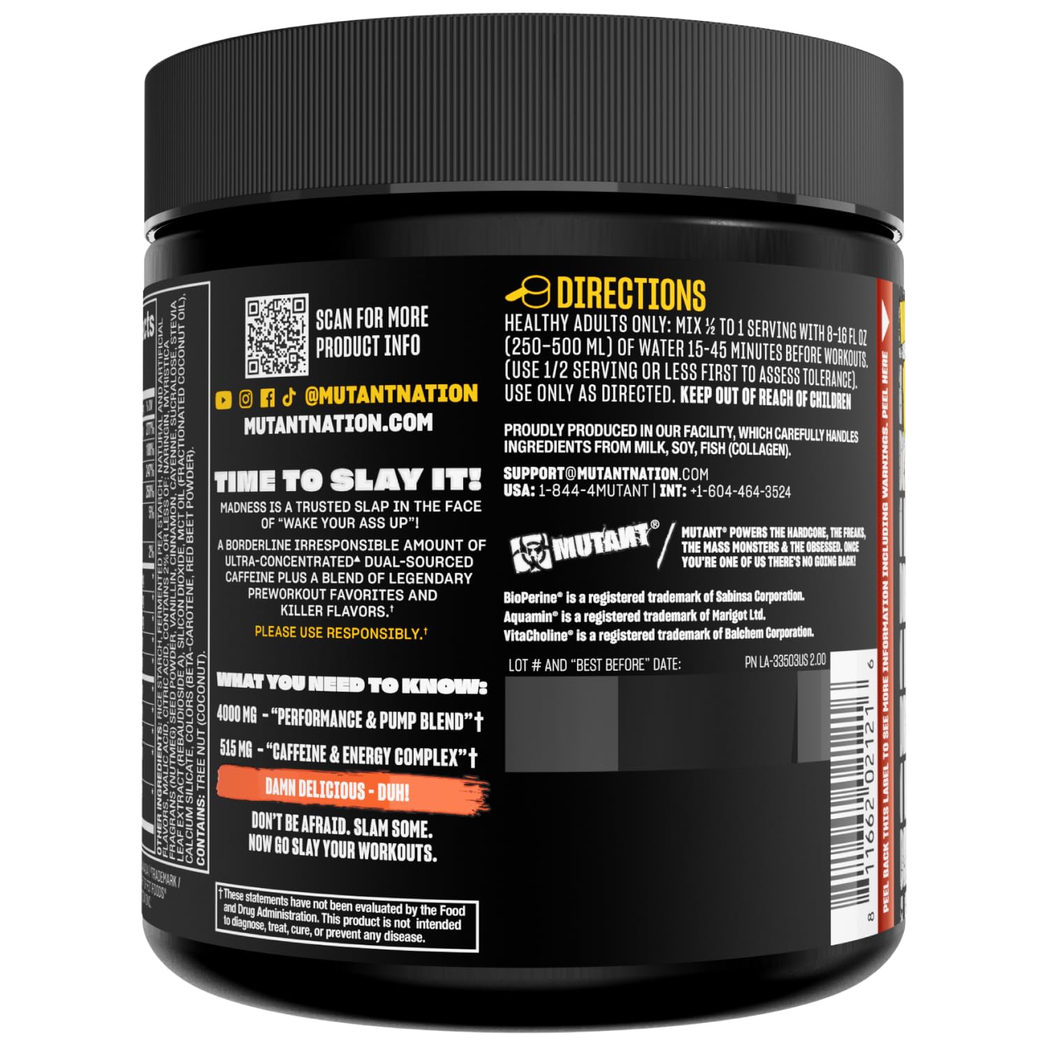 Mutant Madness powder dissolves quickly in water for easy mixing.