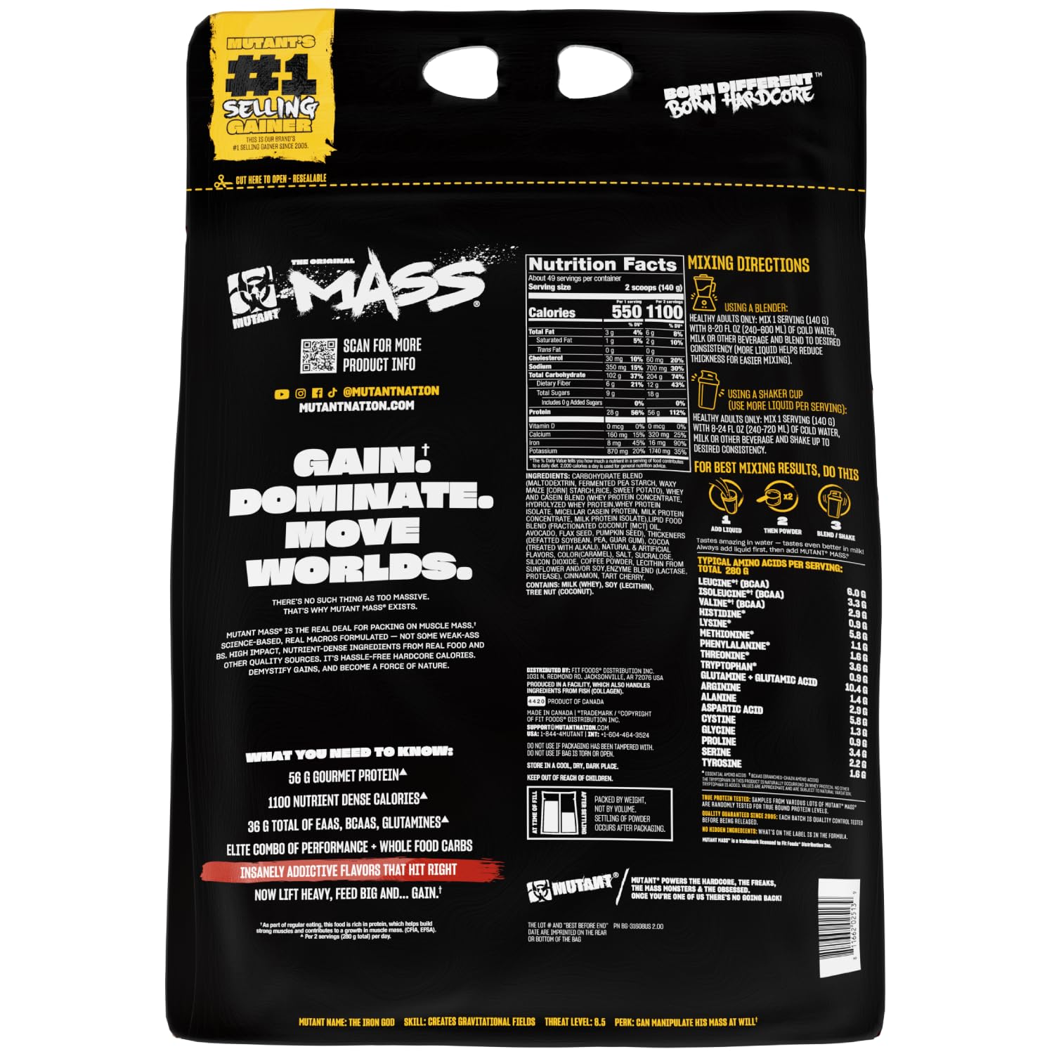 Mutant Mass hero-packaging-taste emphasizes luxury flavor and premium quality.