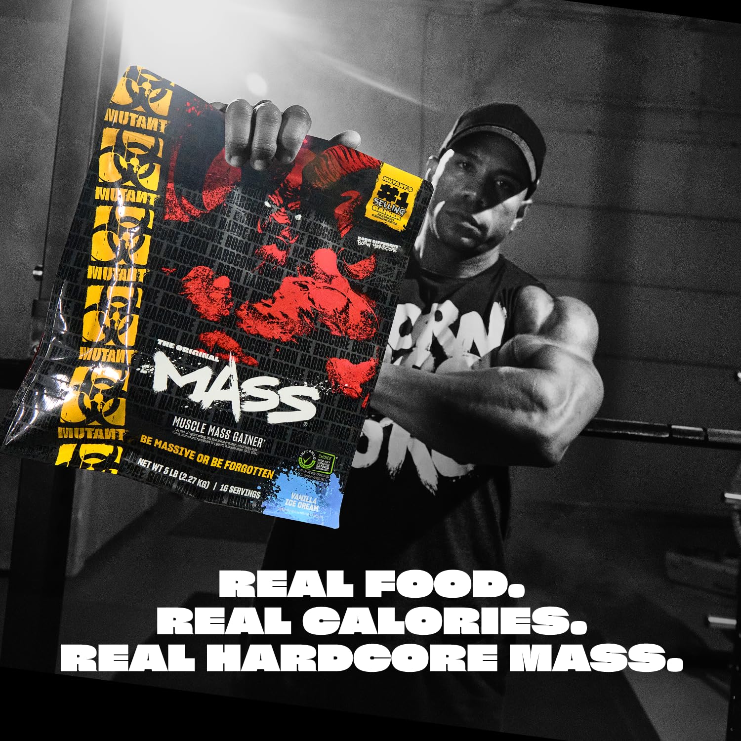 Mutant Mass scoop-in-glass demonstrates creamy chocolate-fudge shake texture.