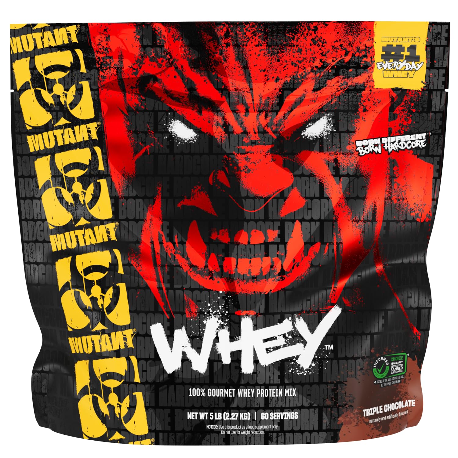 Mutant Whey tub front view – 5lbs triple chocolate