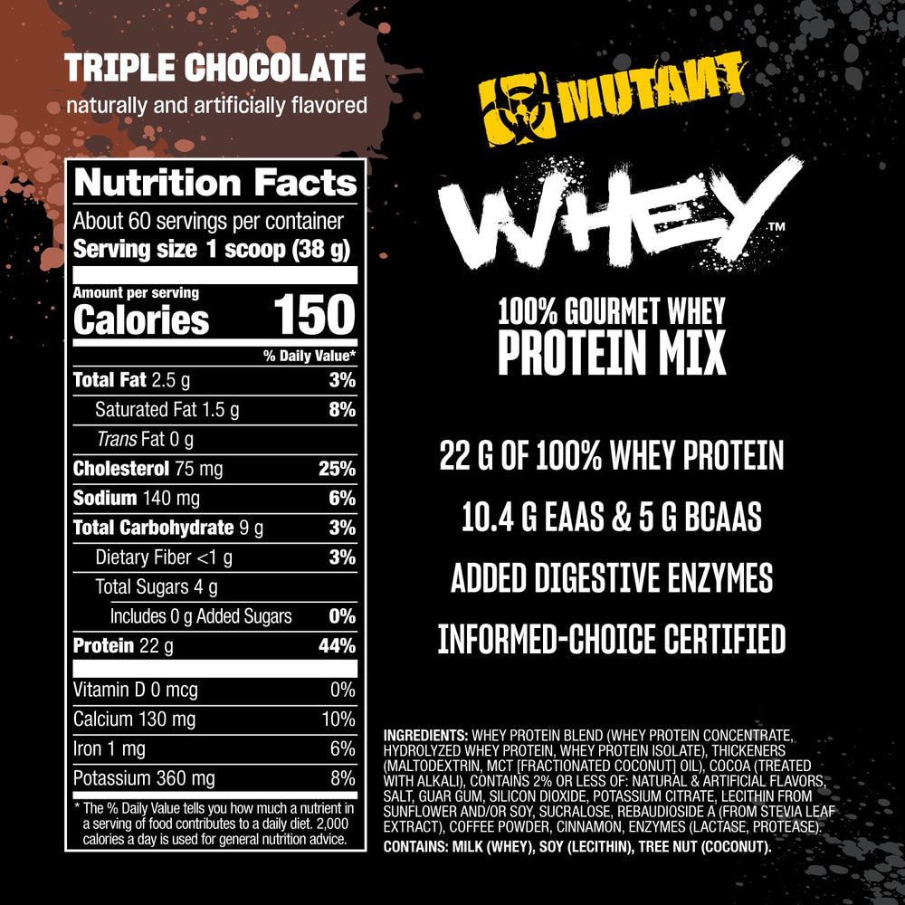 Prepared Mutant Whey shake in glass – triple chocolate