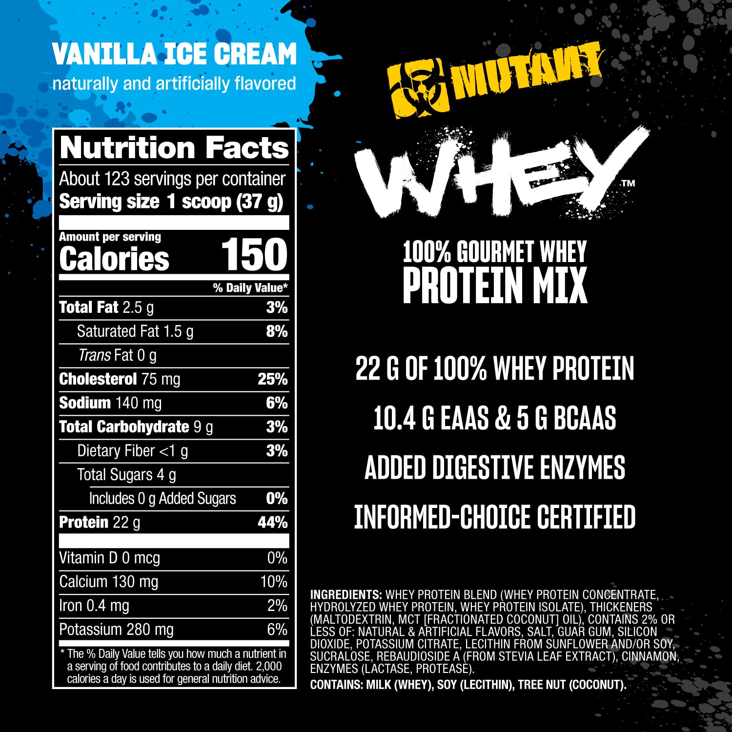 Prepared protein shake in glass using Mutant Whey Vanilla Ice Cream