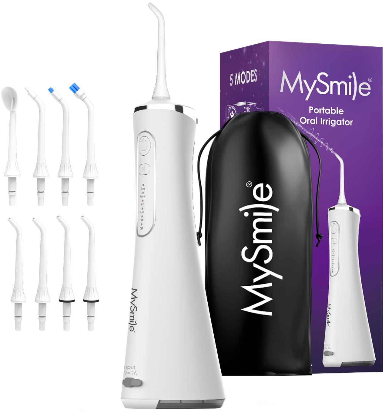 MySmile LP211 Pearl White cordless water flosser front view