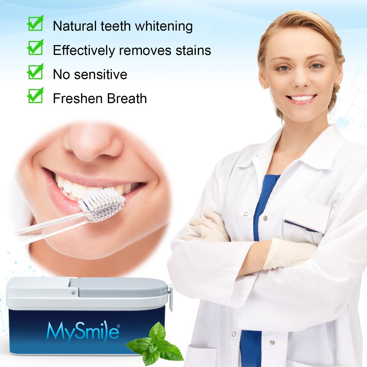 Scooping the whitening powder onto a wet toothbrush