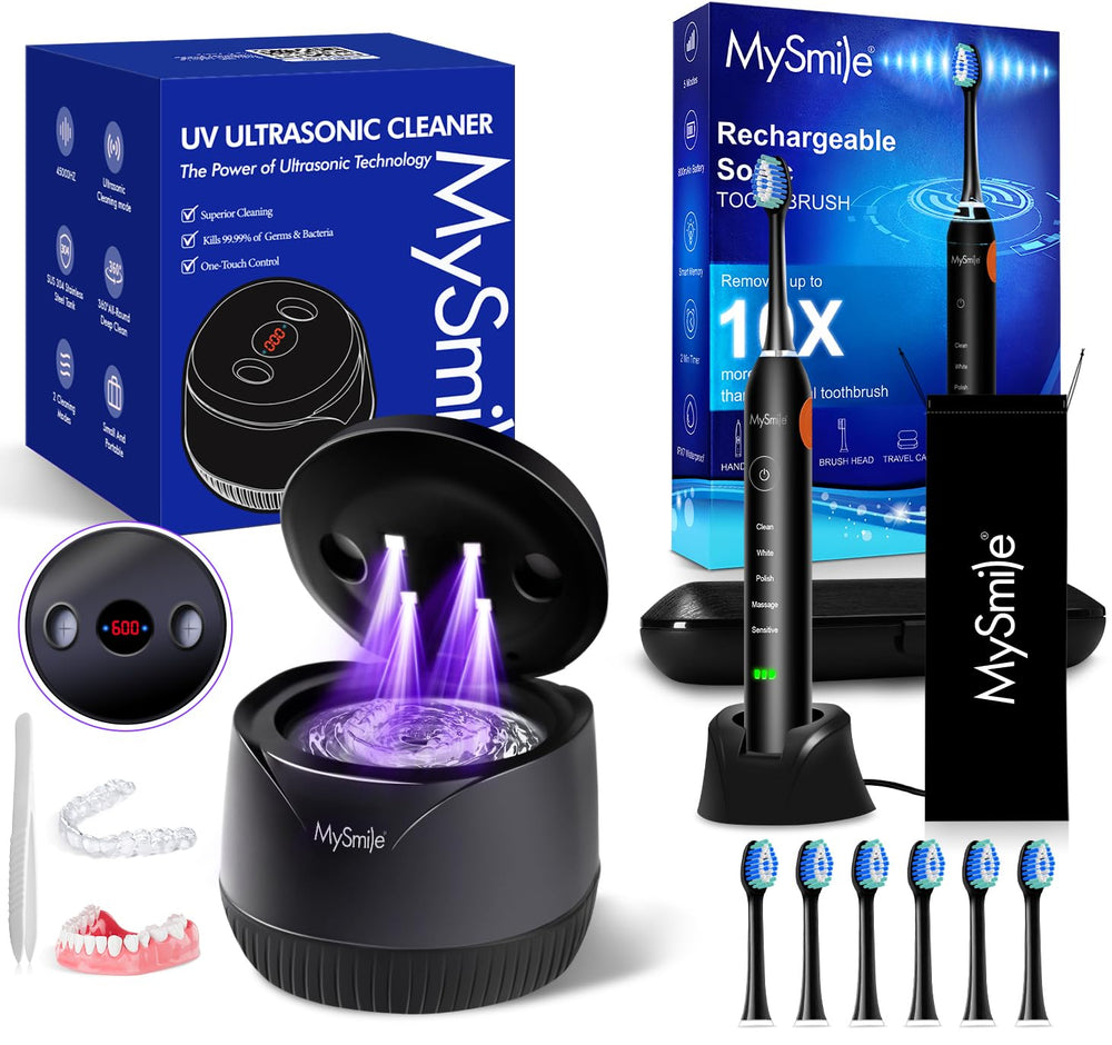 MySmile UC605 black electric toothbrush — front view