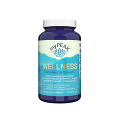 Front of myPEAK Wellness packaging showing 90-count bottle.