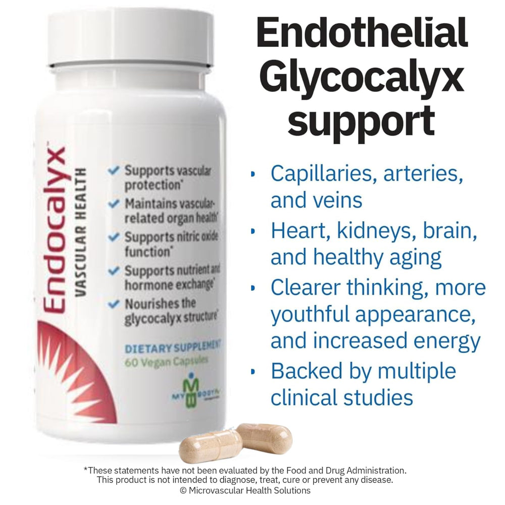 MYBODYRX Endocalyx label closeup highlighting clinically studied formula