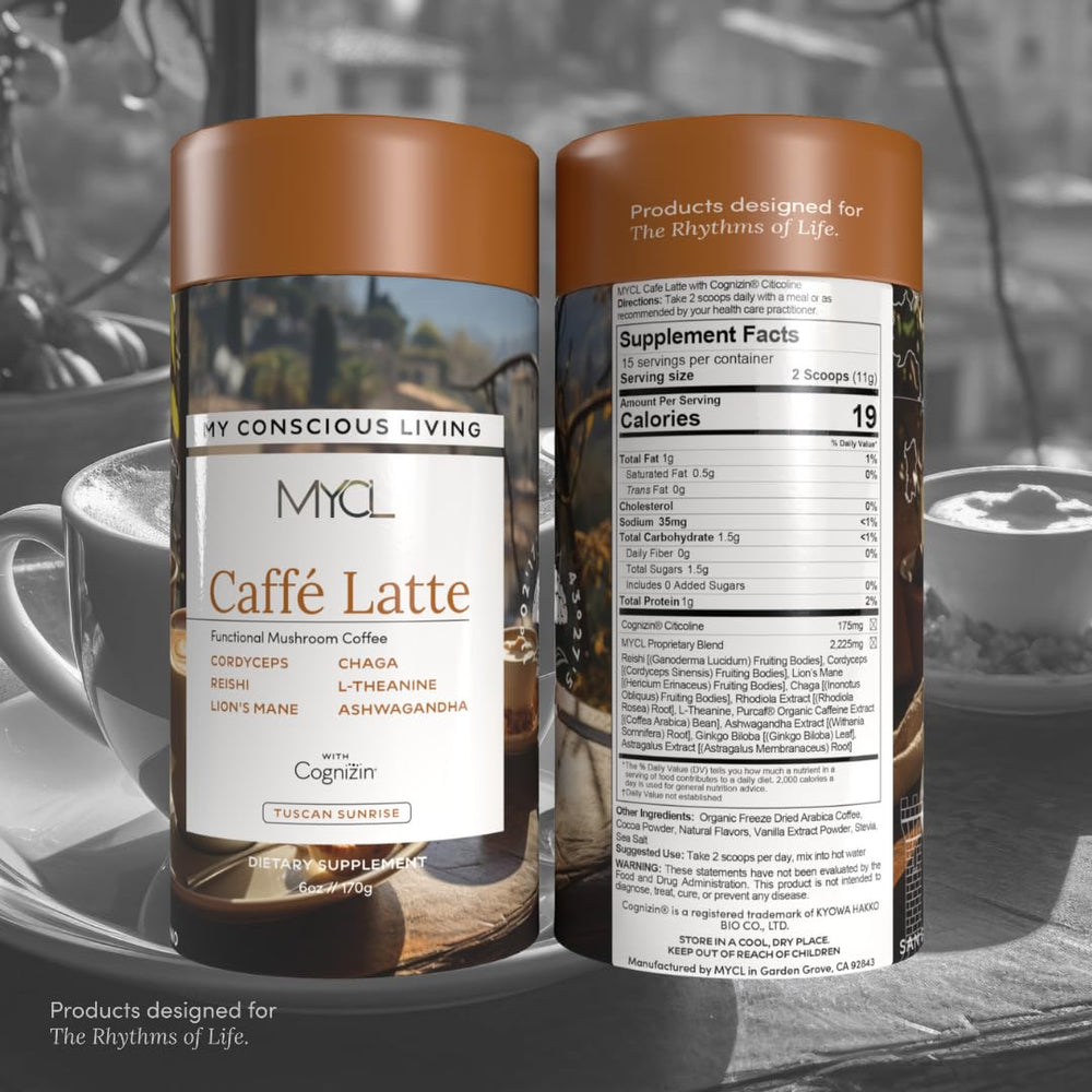 Ingredients list featuring Cognizin Citicoline and fruiting body mushrooms