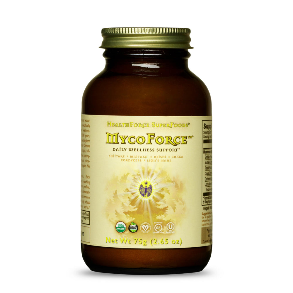 Front label of HEALTHFORCE MycoForce powder