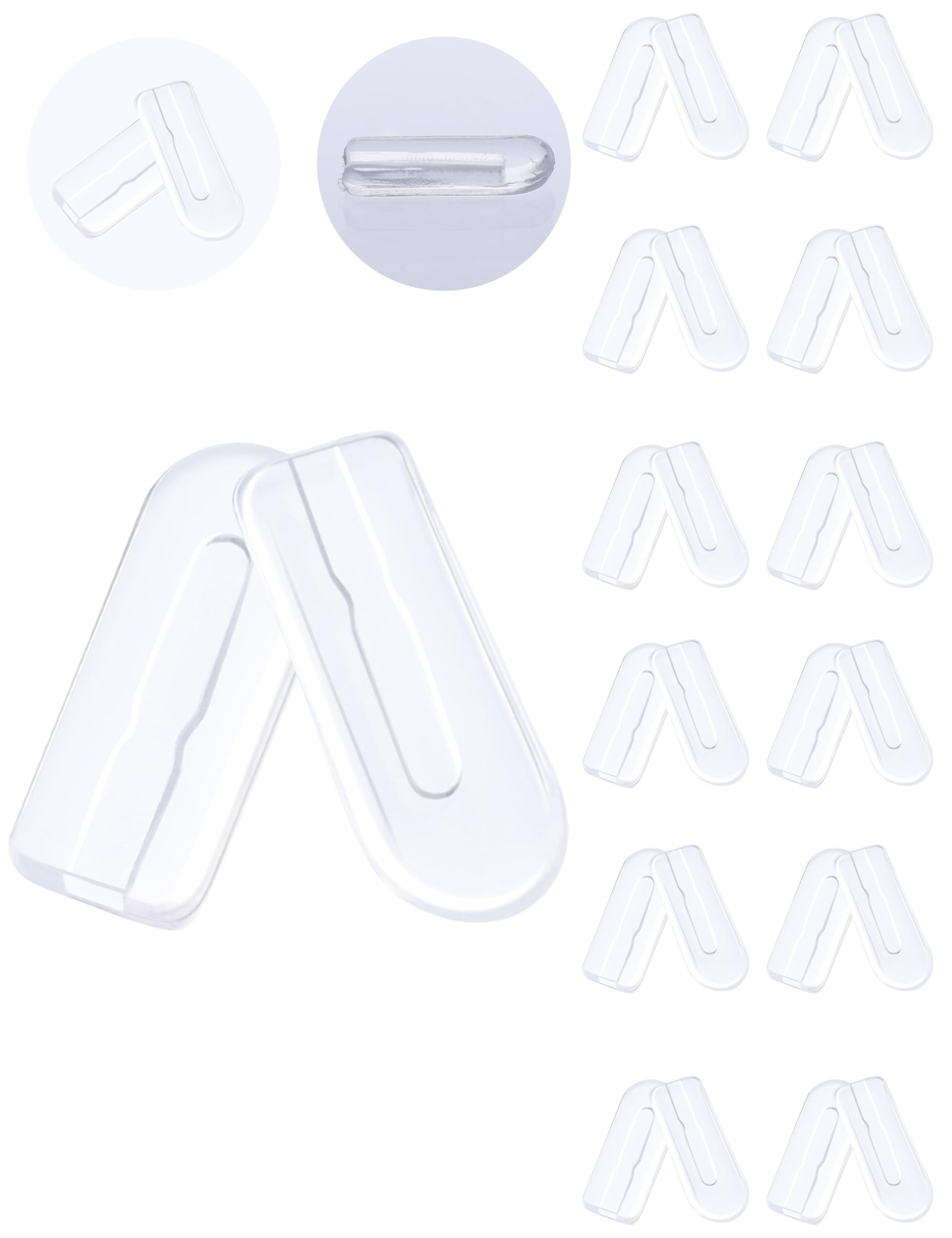 MYCOURAG 12x5mm silicone nose pads for eyeglasses - front view, 10-pair package