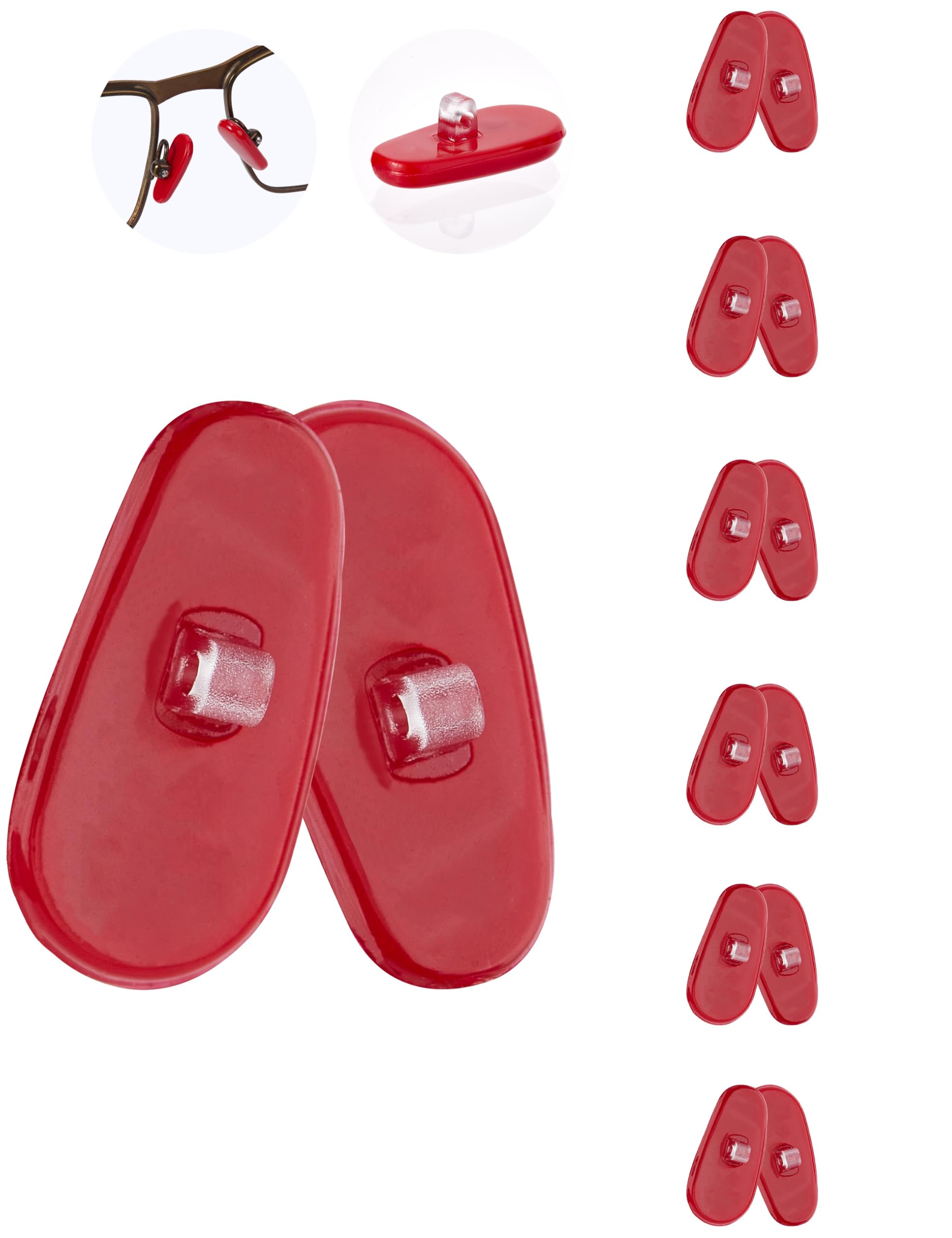 MYCOURAG red silicone nose pieces 6-pair set for Oakley sunglasses - front view