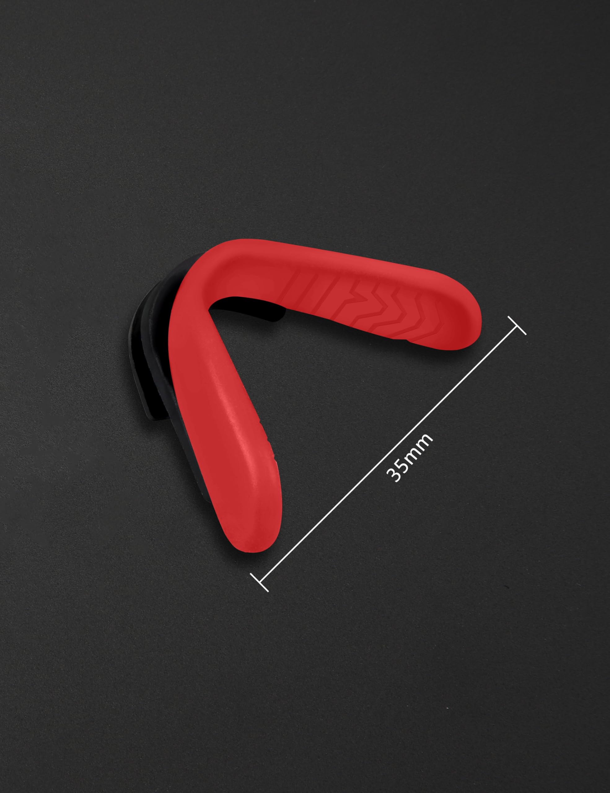 Red silicone nose pads installed on Pit Viper 2000 sunglasses (Standard Frame)
