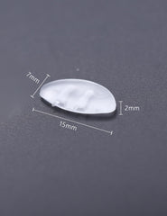 Close-up of clear 15x7mm silicone nose pads