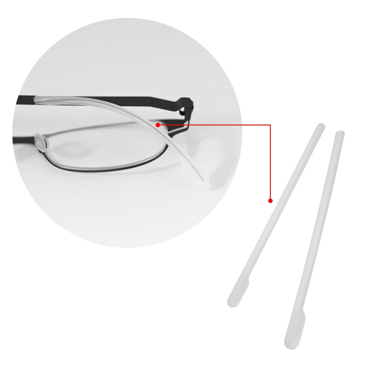 White hard silicone ear tips for Mykita plug-in frames - close-up