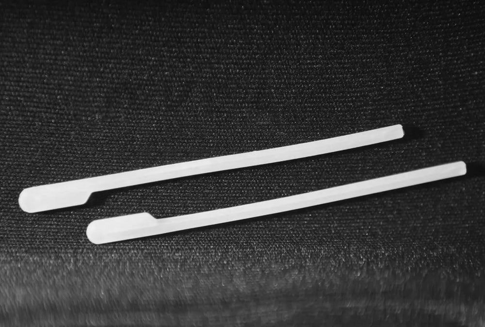 Side view of replacement temple covers on Mykita plug-in sunglasses