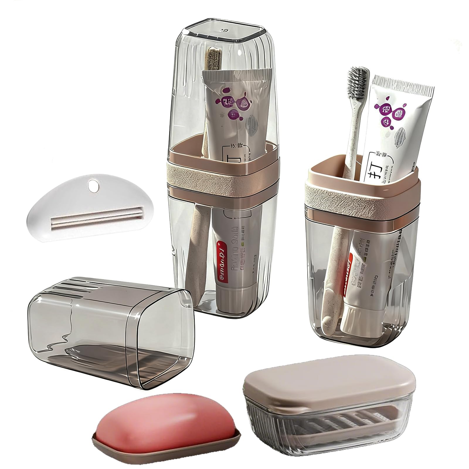 Front view of MYLDH large toothbrush travel case with lid