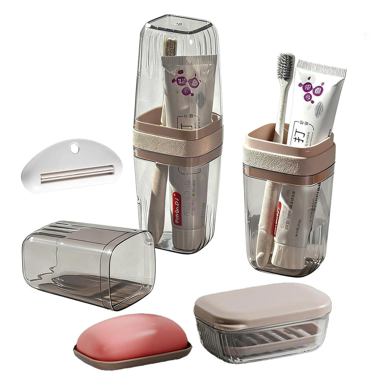 Front view of MYLDH large toothbrush travel case with lid