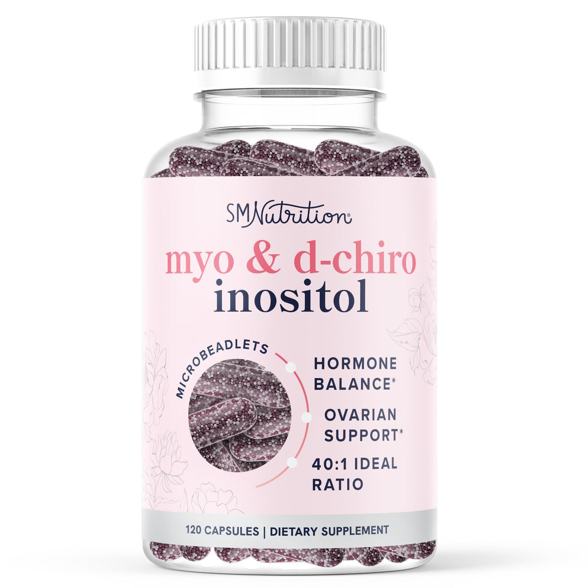 Front view of Myo-Inositol & D-Chiro Inositol Microbeadlets bottle