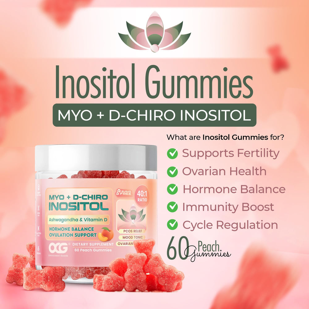 Peach-flavored Myo & D-Chiro Inositol gummies with Ashwagandha – second image