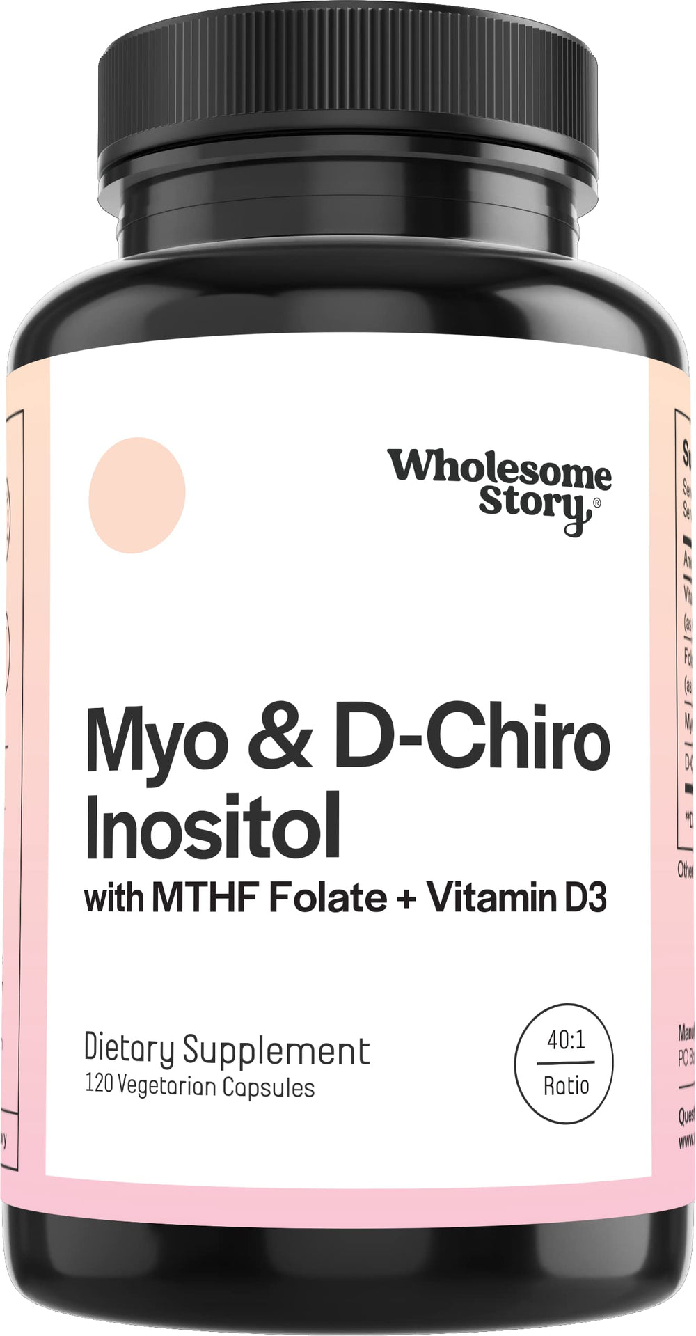 Product image of Myo-Inositol and D-Chiro Inositol capsules with a 40:1 ratio