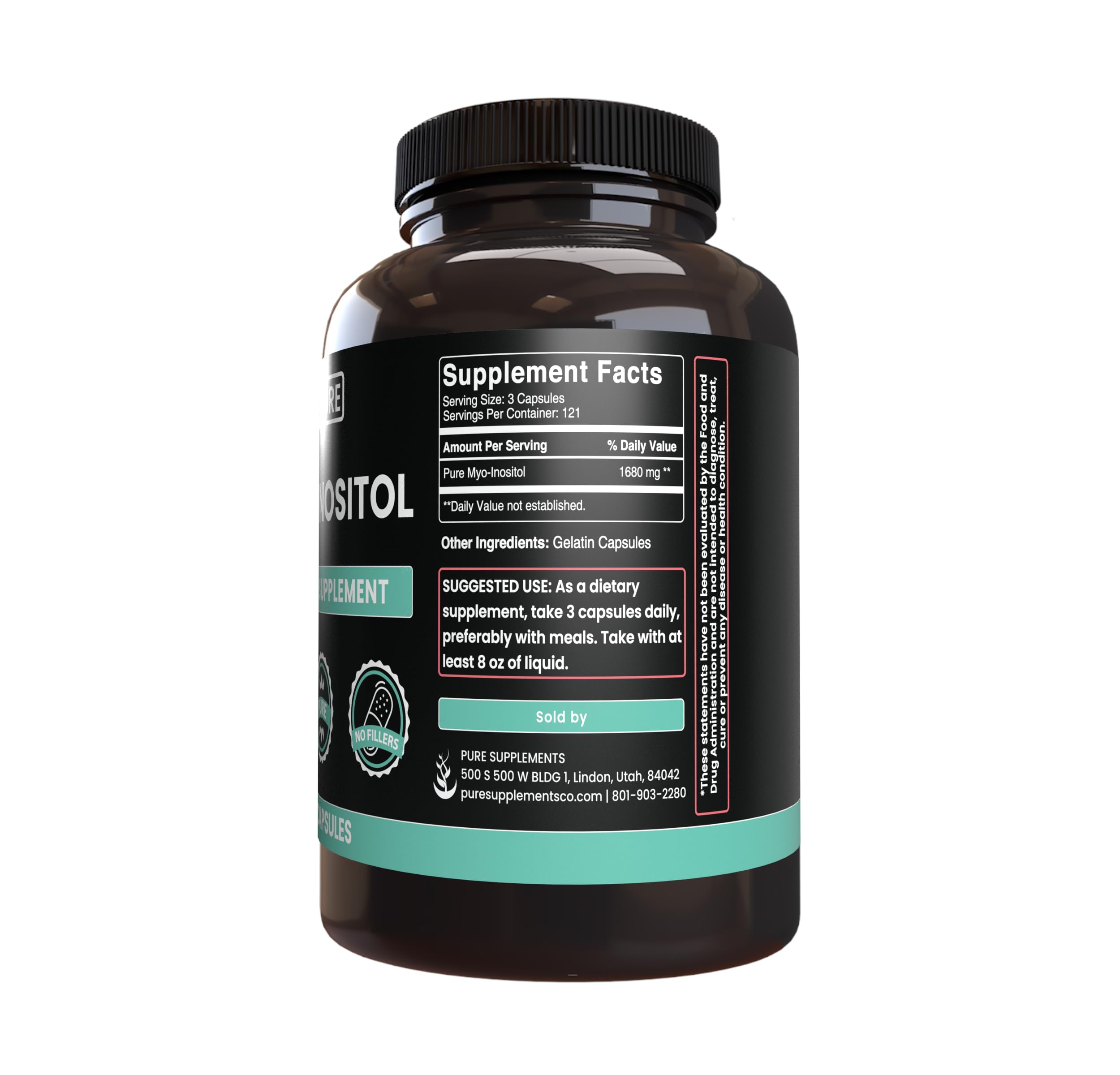 Myo-Inositol capsules bottle labeled Pure Original Ingredients