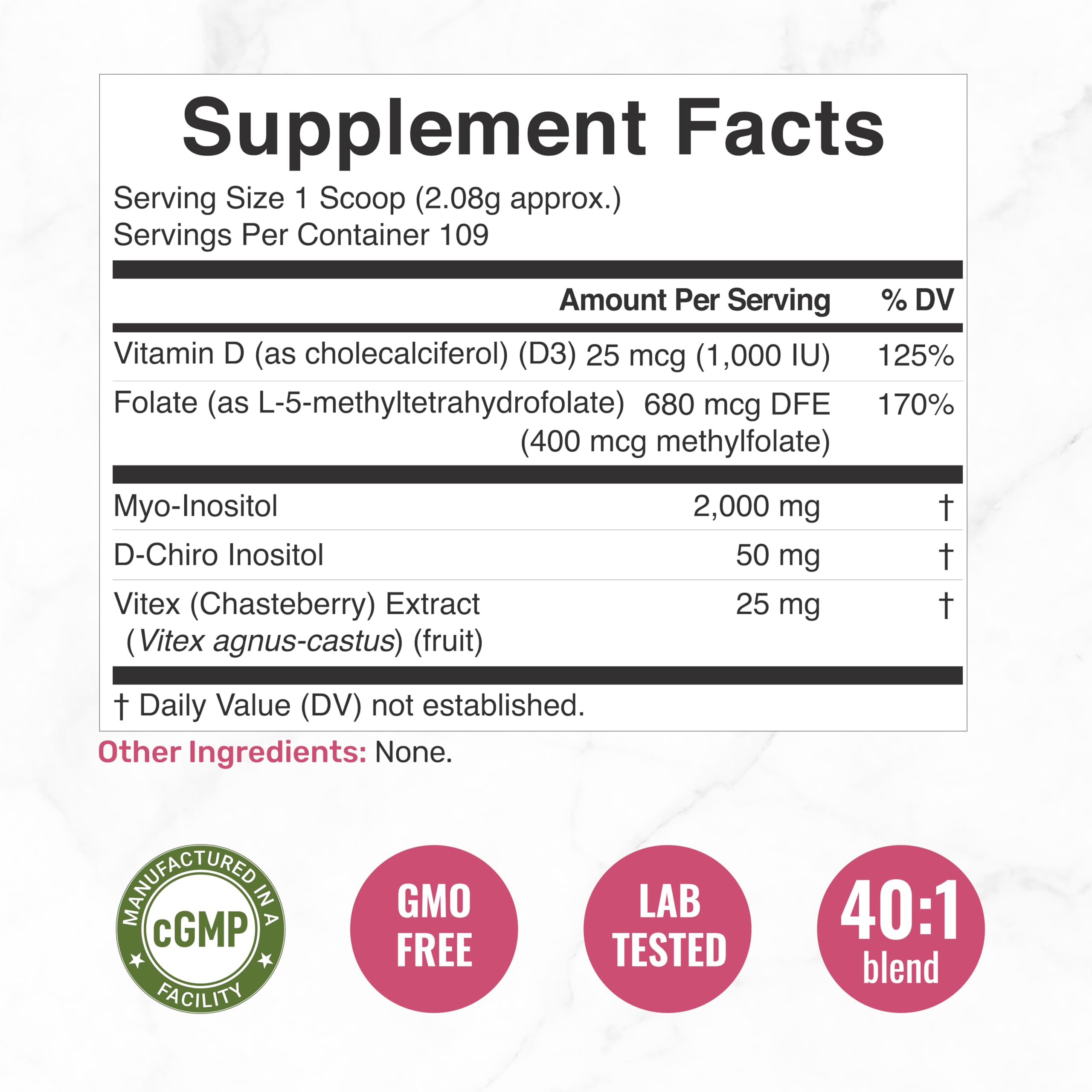 Close-up of 8oz powder container with label details