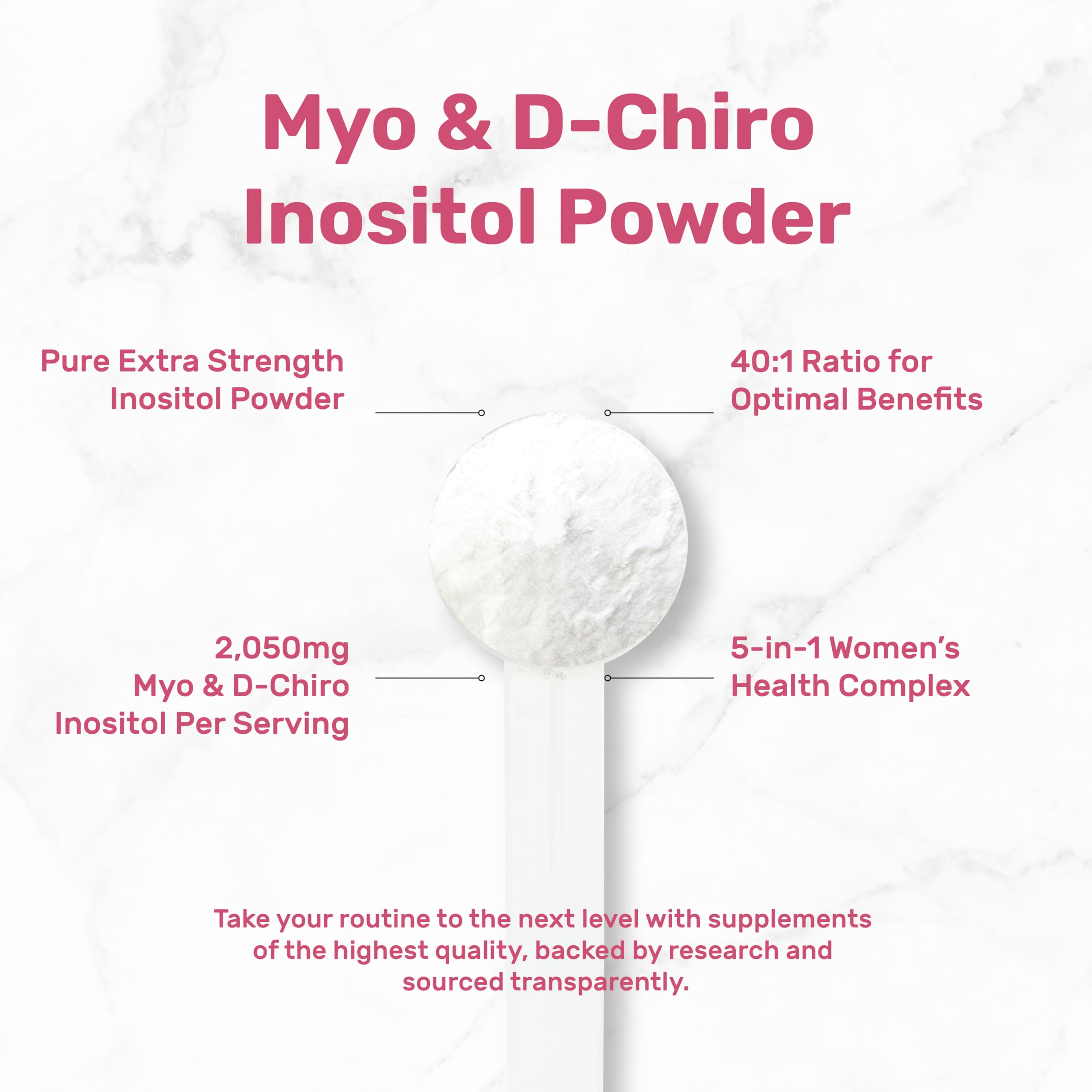 Supplement facts panel for Myo-Inositol and D-Chiro Inositol powder