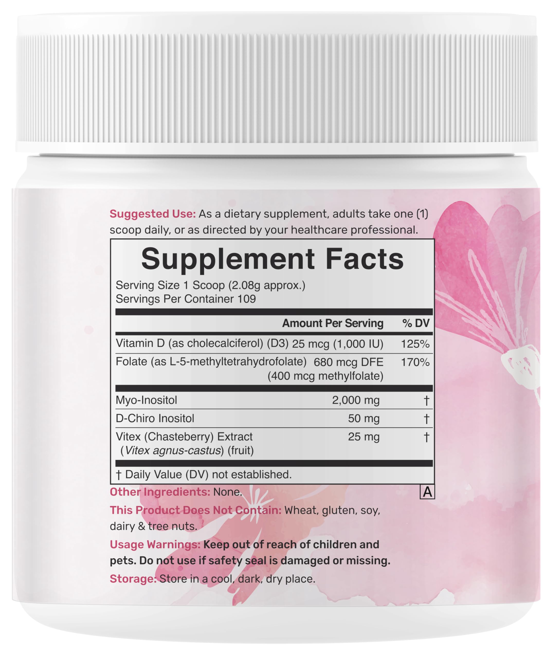 Vitex Berry extract displayed with other ingredients